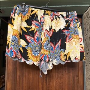 Floral Women's Shorts - Black, Yellow, Blue